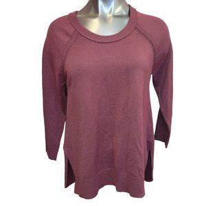 Market & Spruce | Women's Red Knit Scoop Neck Long Sleeve Top Small